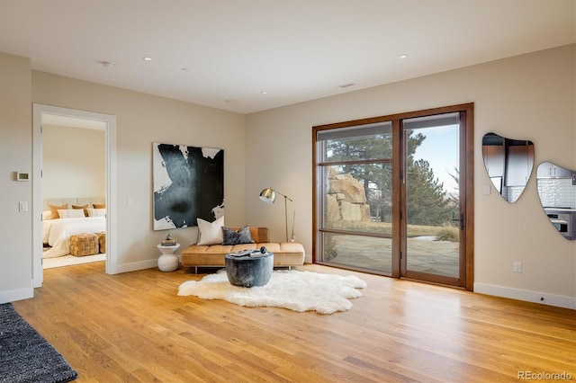 sitting room featuring light wood-type flooring