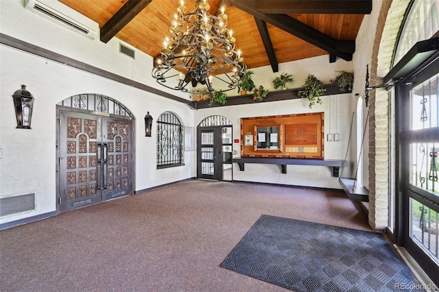 805 29th St Unit 308, Boulder, CO 80303 - common area with wooden ceiling with exposed beams and high vaulted ceiling