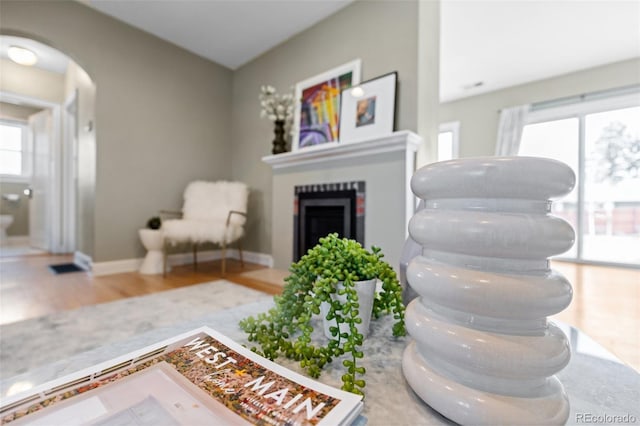 sitting room with hardwood / wood-style floors