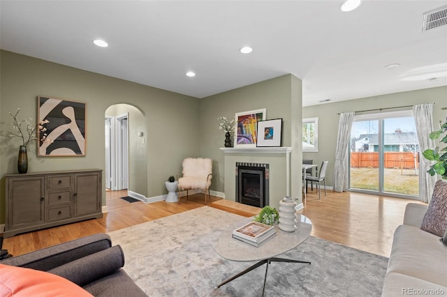 living room featuring light hardwood / wood-style flooring