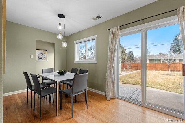 dining area featuring light hardwood / wood-style floors