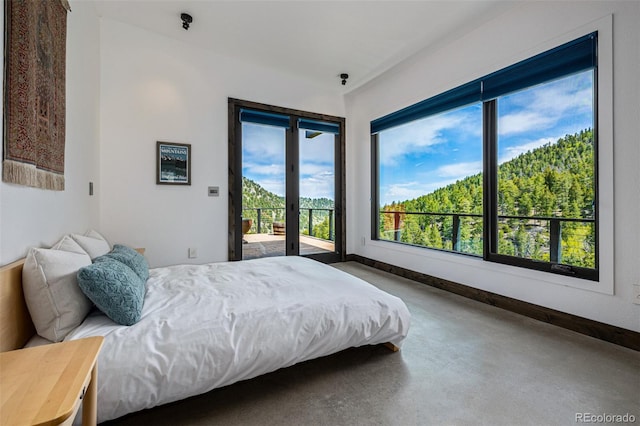 5896 Peregrine Trl, Golden, CO 80403 - bedroom featuring access to exterior, multiple windows, baseboards, and concrete floors
