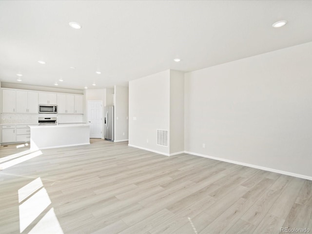 unfurnished living room featuring light hardwood / wood-style flooring