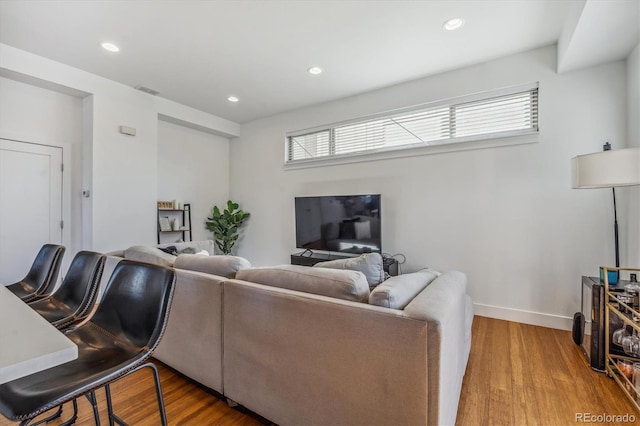 living room featuring light hardwood / wood-style flooring