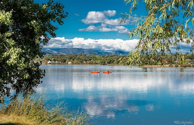 view of water feature with a mountain view