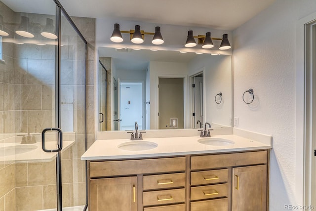 2142 S Irvington St, Aurora, CO 80018 - full bath featuring double vanity and a stall shower