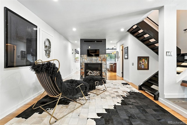 960 N Pennsylvania St Unit 6, Denver, CO 80203 - corridor featuring stairway, recessed lighting, and wood finished floors