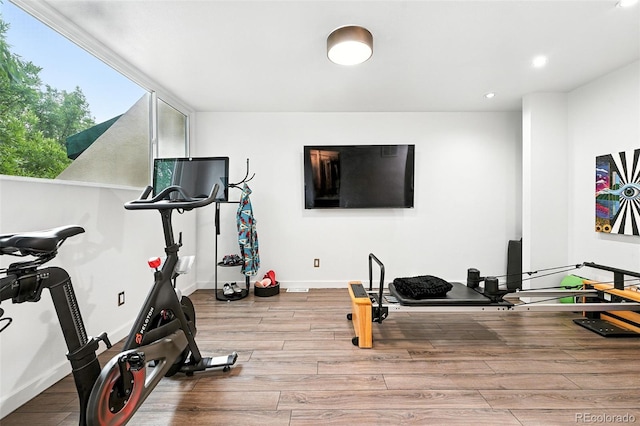 960 N Pennsylvania St Unit 6, Denver, CO 80203 - exercise area with wood finished floors and recessed lighting