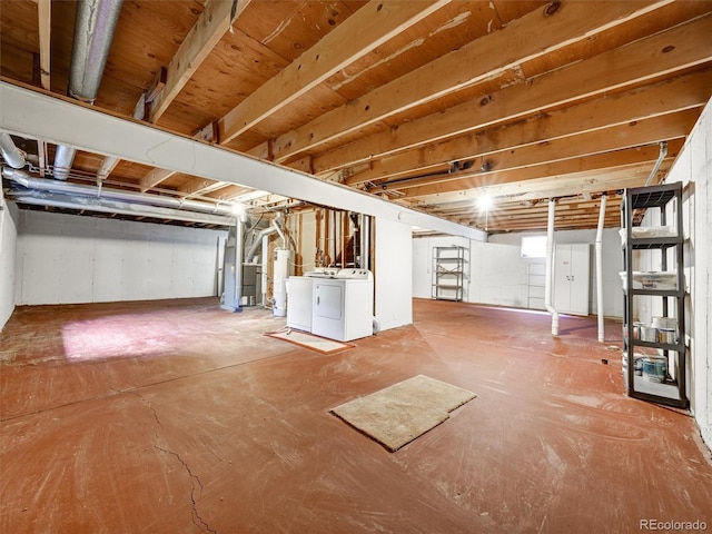 8730 E Roundtree Ave, Greenwood Village, CO 80111 - unfinished basement with washer and clothes dryer and heating unit