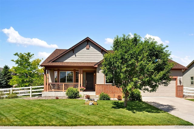 4143 Eagle Ridge Way, Castle Rock, CO 80104 - view of front facade featuring a porch, concrete driveway, a garage, and brick siding