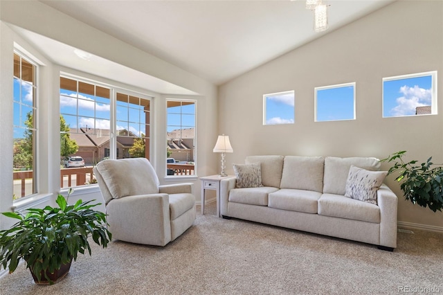 4143 Eagle Ridge Way, Castle Rock, CO 80104 - living room with carpet floors and vaulted ceiling