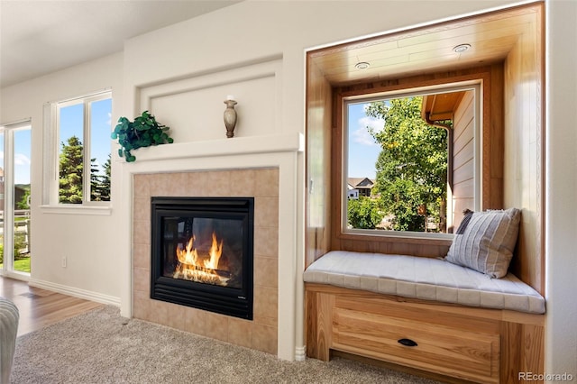 4143 Eagle Ridge Way, Castle Rock, CO 80104 - sitting room featuring a fireplace and carpet floors