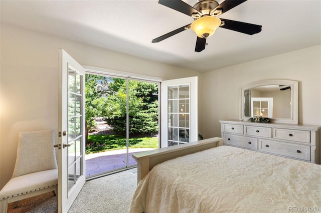 4143 Eagle Ridge Way, Castle Rock, CO 80104 - carpeted bedroom featuring access to outside, french doors, and a ceiling fan