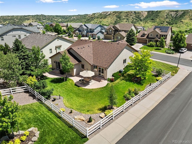4143 Eagle Ridge Way, Castle Rock, CO 80104 - aerial perspective of suburban area with mountains