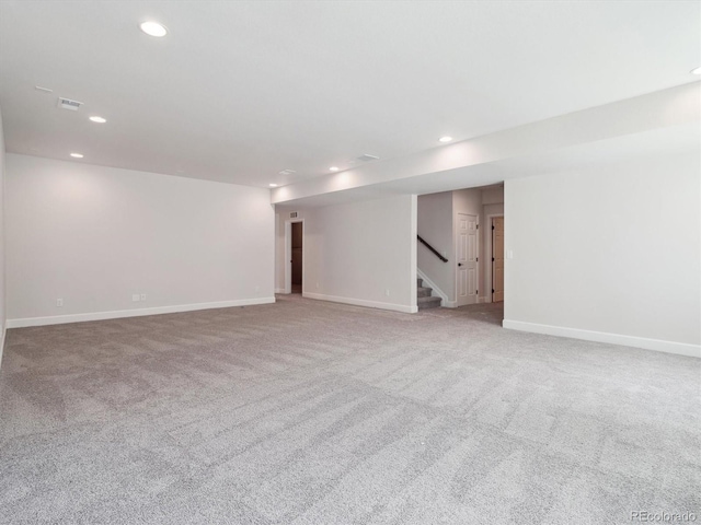 4741 Twelve Oaks Way, Castle Rock, CO 80104 - finished basement with recessed lighting, carpet, baseboards, and stairs
