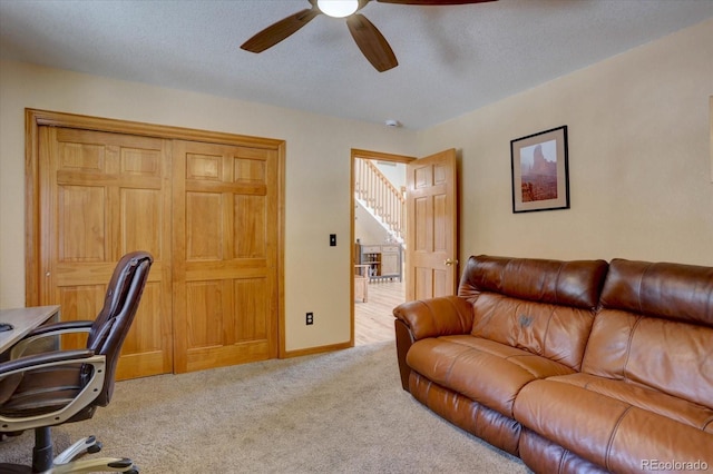10438 Sunlight Ln, Conifer, CO 80433 - office area featuring a ceiling fan and carpet flooring