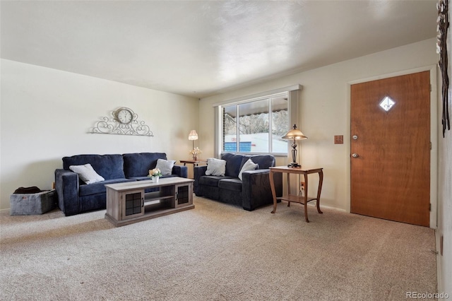 living area with carpet floors