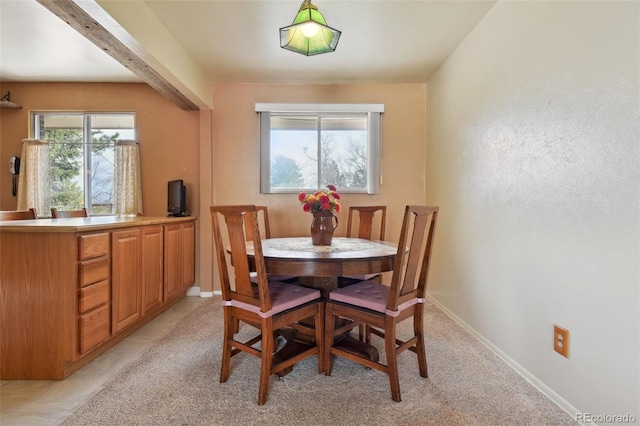 dining space featuring baseboards