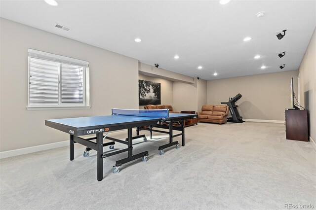 6728 S Catawba Way, Aurora, CO 80016 - rec room featuring light carpet and recessed lighting