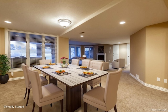 view of carpeted dining room