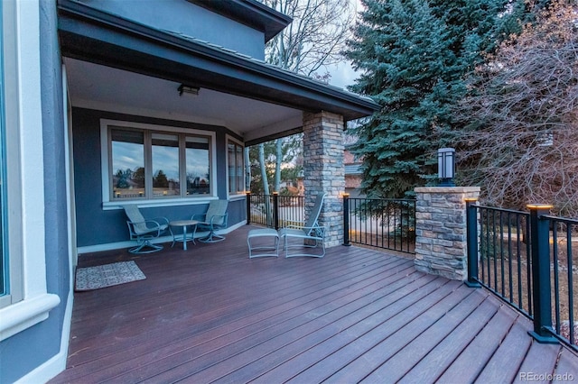 deck featuring a porch