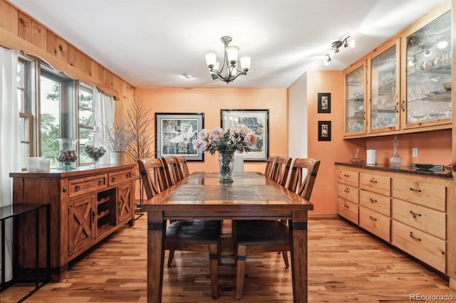 640 Pinewood Ln, Estes Park, CO 80517 - dining space with light wood-style flooring and a chandelier