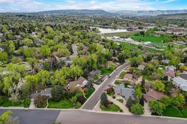 bird's eye view with a mountain view