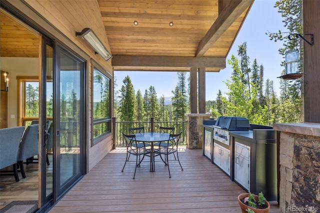 41 Barton Ridge Dr, Breckenridge, CO 80424 - wooden terrace featuring outdoor dining area and exterior kitchen