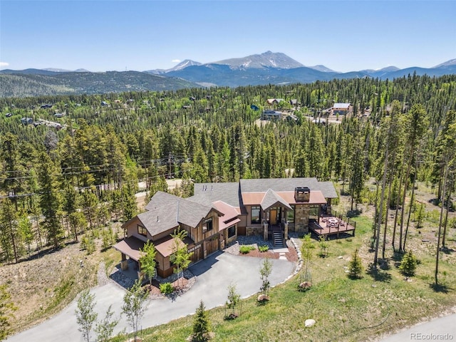 41 Barton Ridge Dr, Breckenridge, CO 80424 - aerial view of property and surrounding area featuring a heavily wooded area and mountains