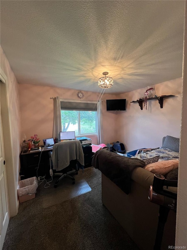 825 Cherokee St, Strasburg, CO 80136 - bedroom with carpet, a textured ceiling, and an office area