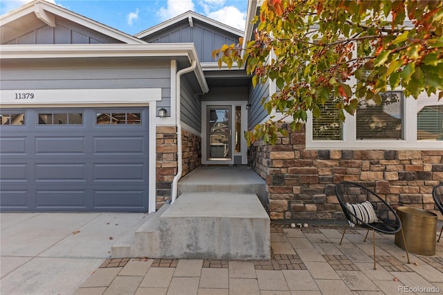 entrance to property with a garage