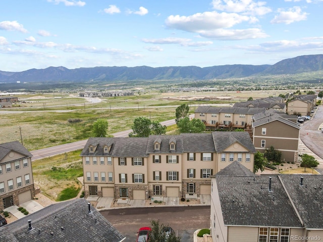 drone / aerial view with a mountain view