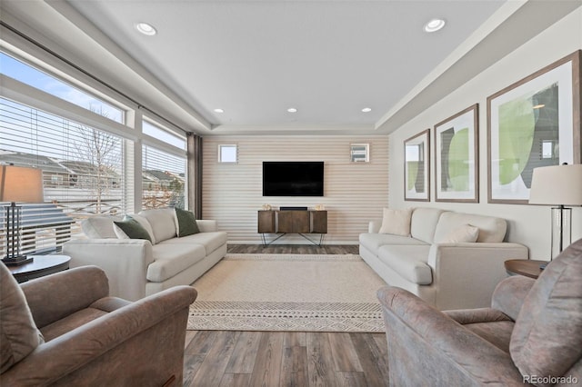 living room with wood-type flooring