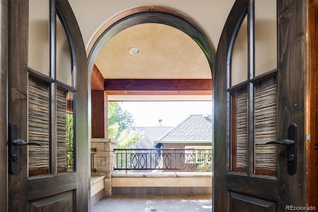 interior space featuring tile patterned flooring