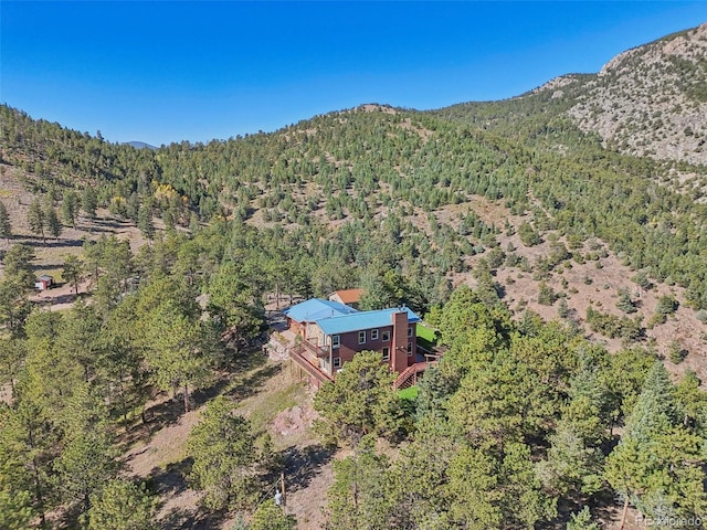 drone / aerial view with a mountain view