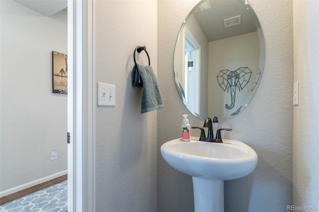 bathroom featuring hardwood / wood-style floors