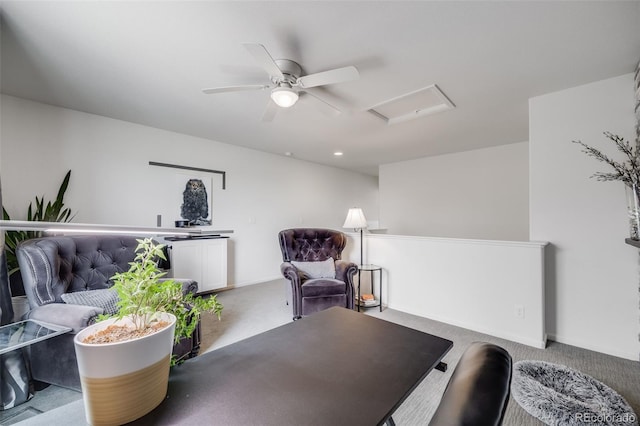 5280 Genoa St, Denver, CO 80249 - sitting room with attic access, carpet floors, ceiling fan, and recessed lighting