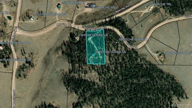 36 Gitche Goone Ln, Como, CO 80432 - map of property location featuring property boundaries highlighted