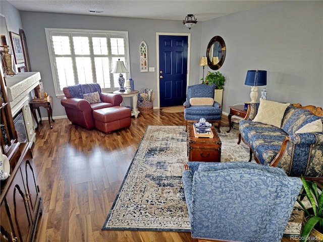 living room with wood-type flooring