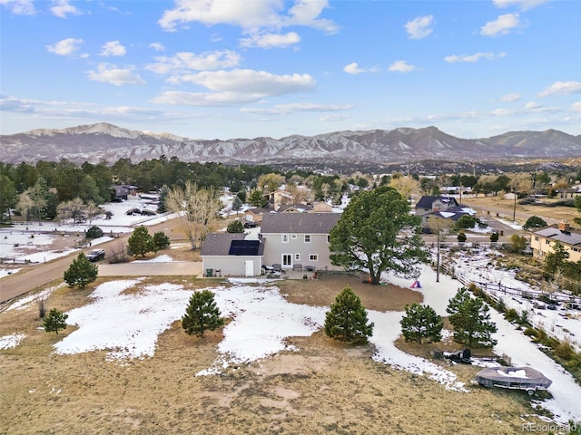 aerial view with a mountain view