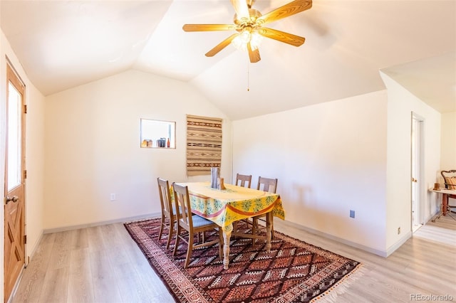 689 County Road 4, Howard, CO 81233 - dining area featuring light wood-style flooring, lofted ceiling, and a ceiling fan