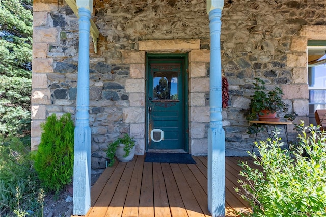 689 County Road 4, Howard, CO 81233 - doorway to property featuring stone siding