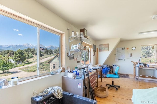689 County Road 4, Howard, CO 81233 - home office featuring wood finished floors and a mountain view
