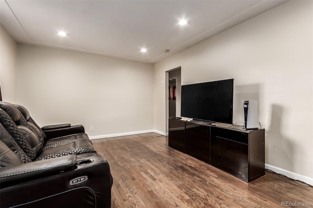 5001 W Nevada Pl, Denver, CO 80219 - living room featuring dark wood-type flooring and recessed lighting