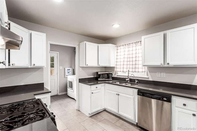 5001 W Nevada Pl, Denver, CO 80219 - kitchen with appliances with stainless steel finishes, extractor fan, dark countertops, and recessed lighting