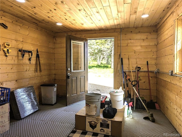 1857 Sturm Ln, Fort Garland, CO 81133 - miscellaneous room featuring wood walls, wood ceiling, and recessed lighting