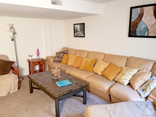 living room with carpet flooring