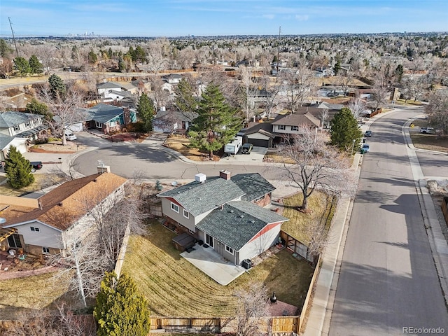 drone / aerial view with a residential view