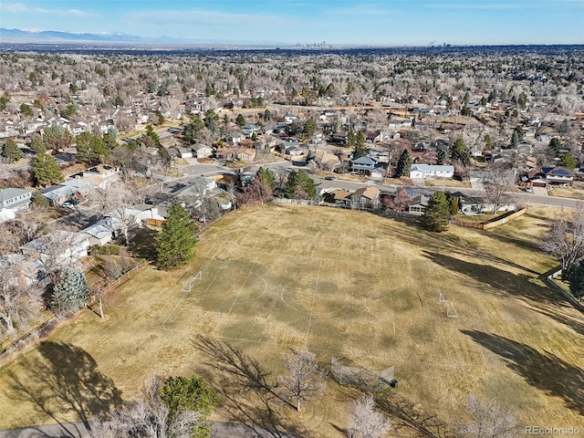 birds eye view of property with a residential view