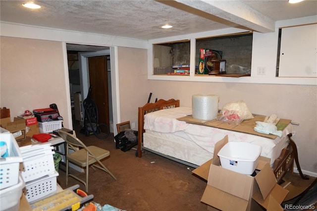 bedroom with a textured ceiling